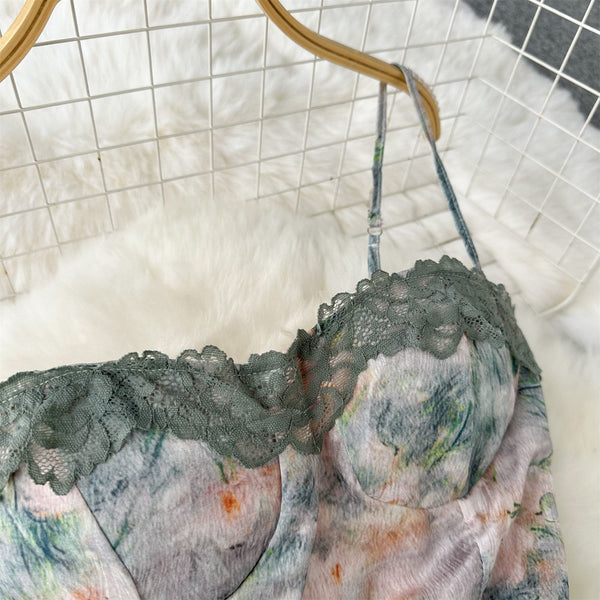 Lace Patchwork Floral Slip Dress