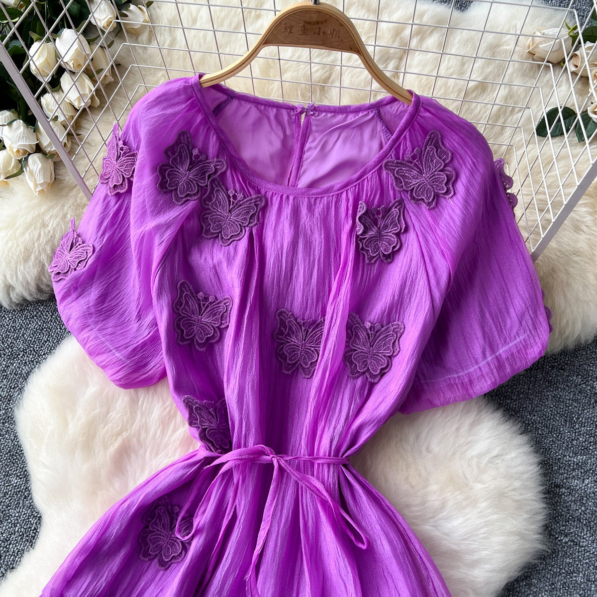 Elegant Butterfly Embroidered Dress