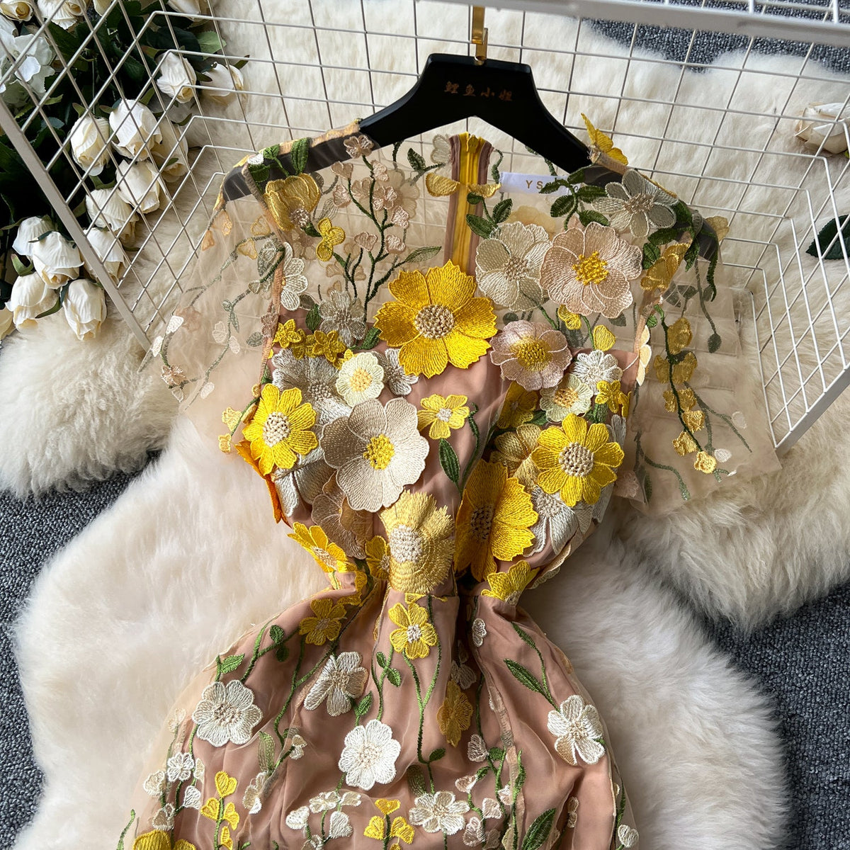 Niche 3d Flower Embroidered Dress