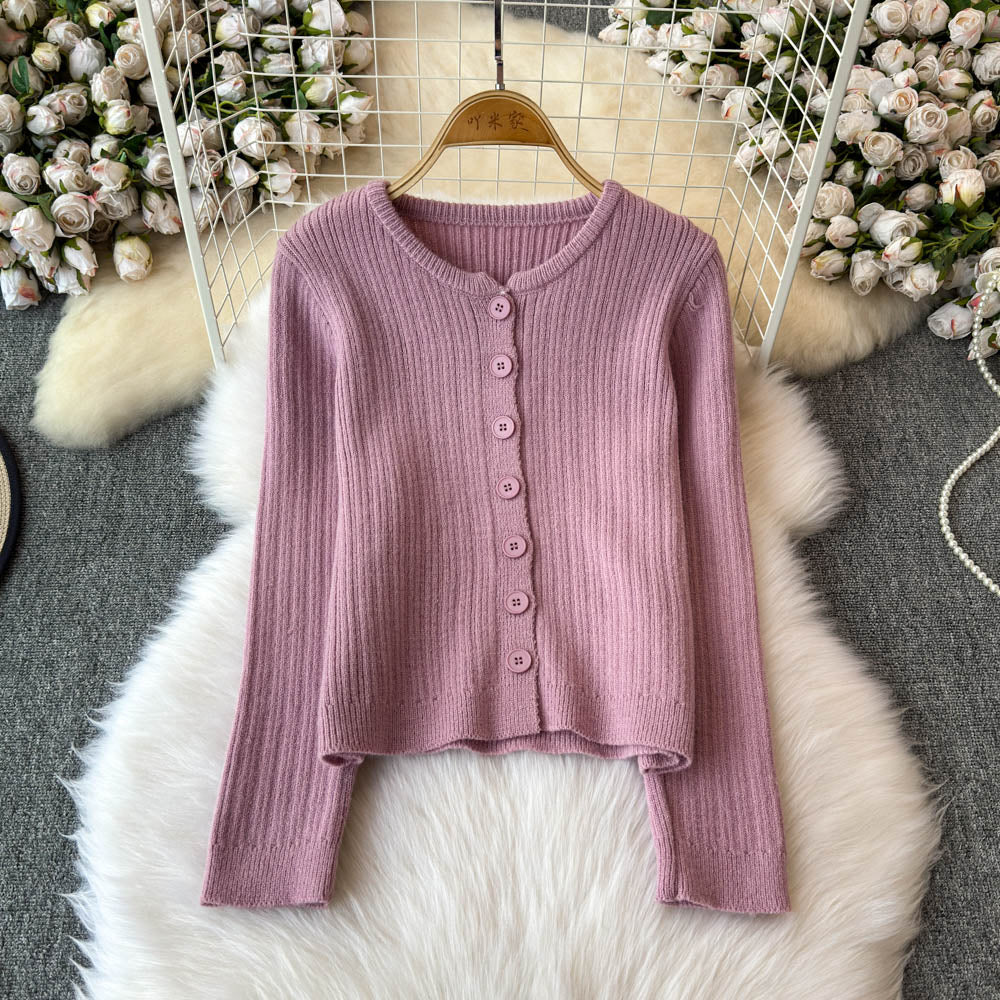 Cardigan&Lace-up Slip Dress Knitted 2Pcs