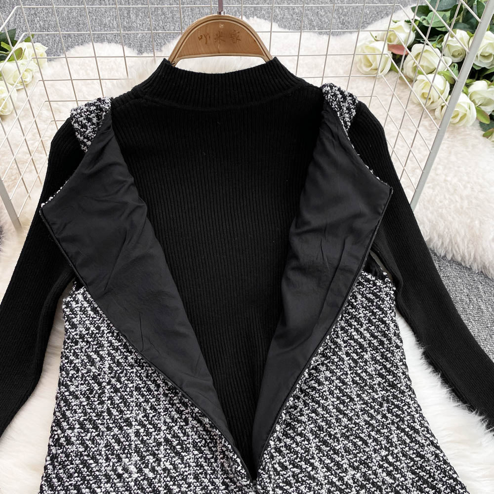 Black Sweater&Tweed Dress 2Pcs