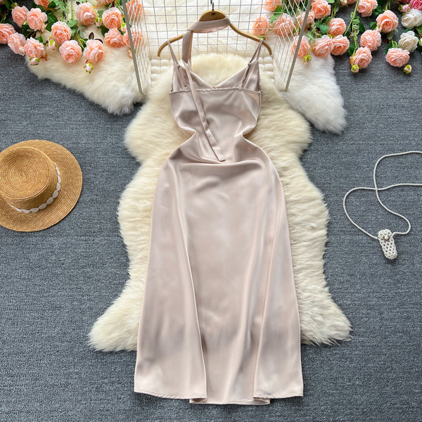 Sequined Patchwork Satin Slip Dress