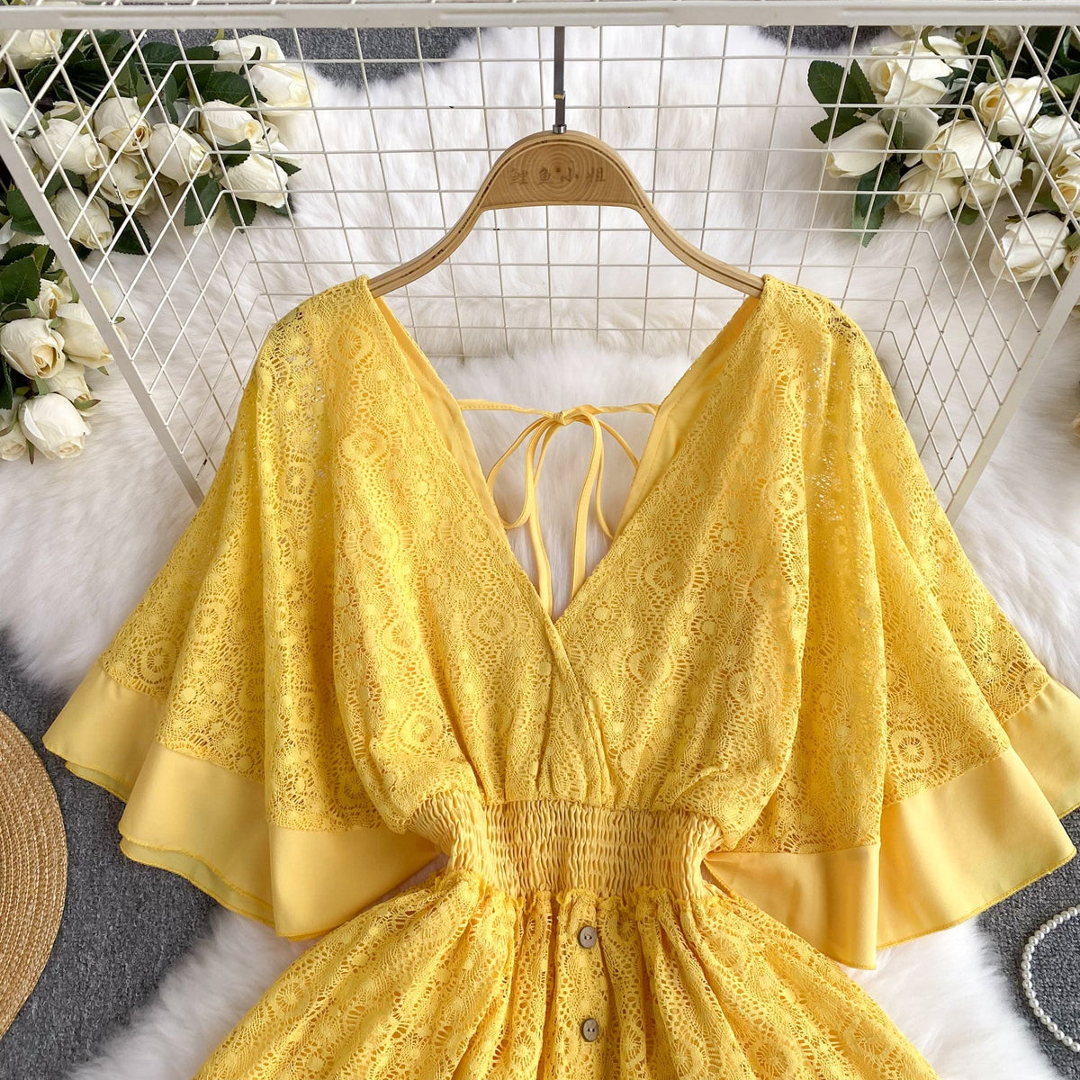 Sweetie V-neck Lace Patchwork Dress