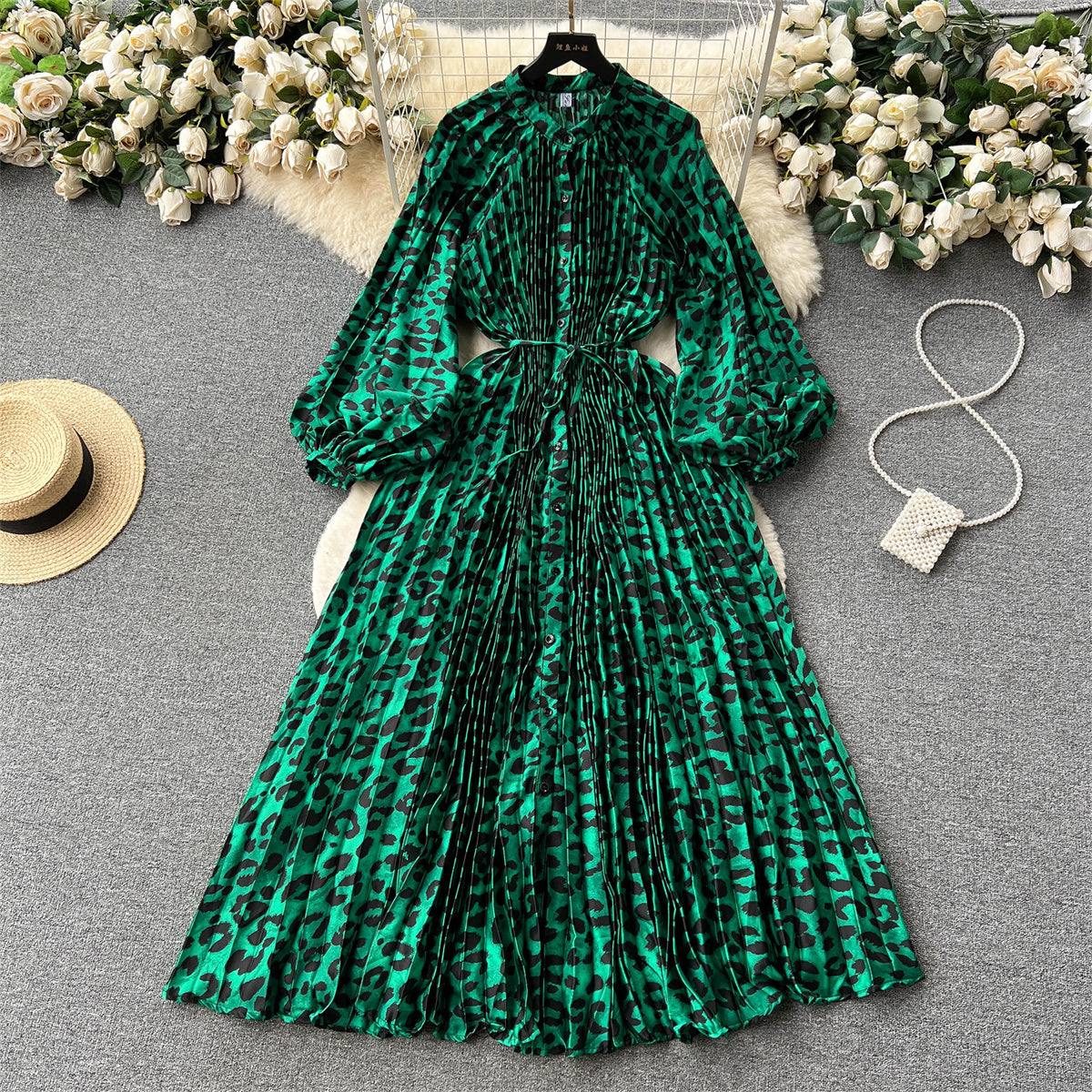 Crew Neck Floral Printed Shirt Dress