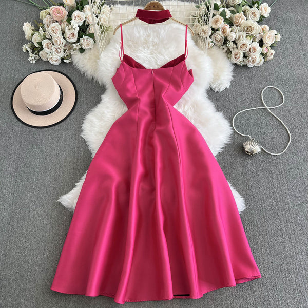 Vintage Volanlı Askılı Elbise ile Choker