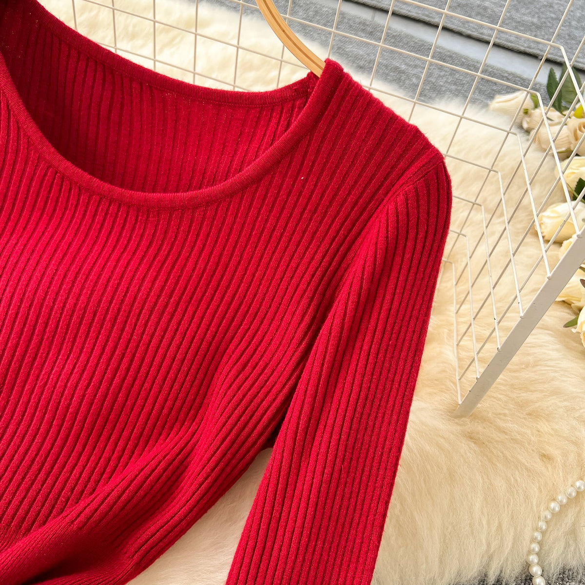 Simple Design Elastic Knitted Dress