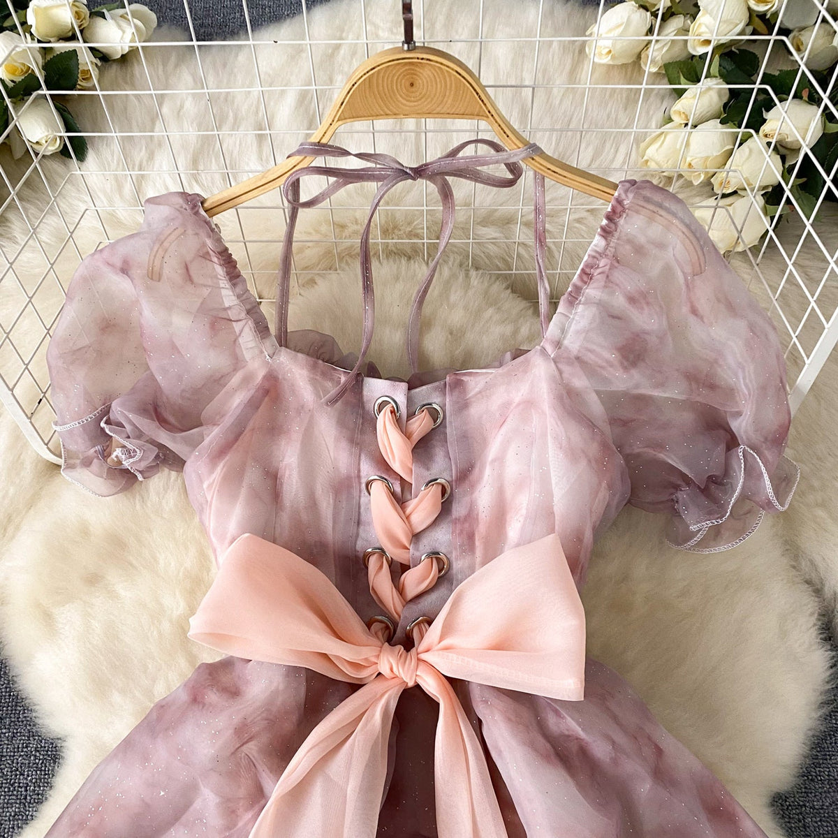Fairy Tie-dye Puffy Mesh Dress