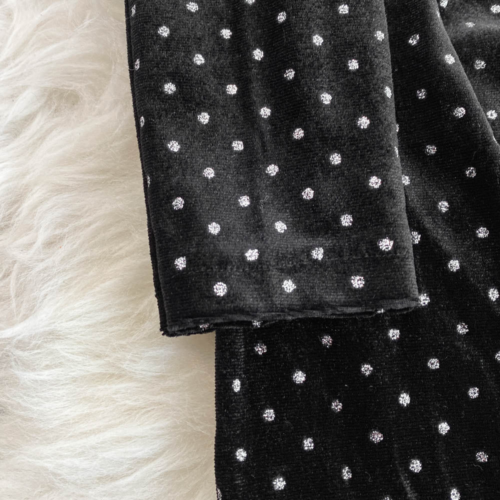 Vintage Polka Dot Black Velvet Dress