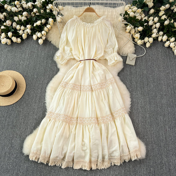 Bohemia Puffy Sleeve Fringed Dress