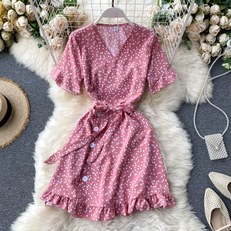 Cutie V-neck Polka Dot Printed Dress