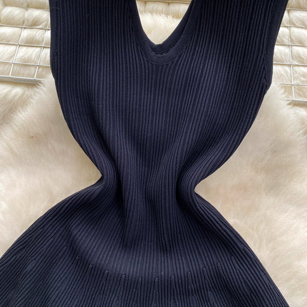 Sexy Hollowed Black Halter Dress