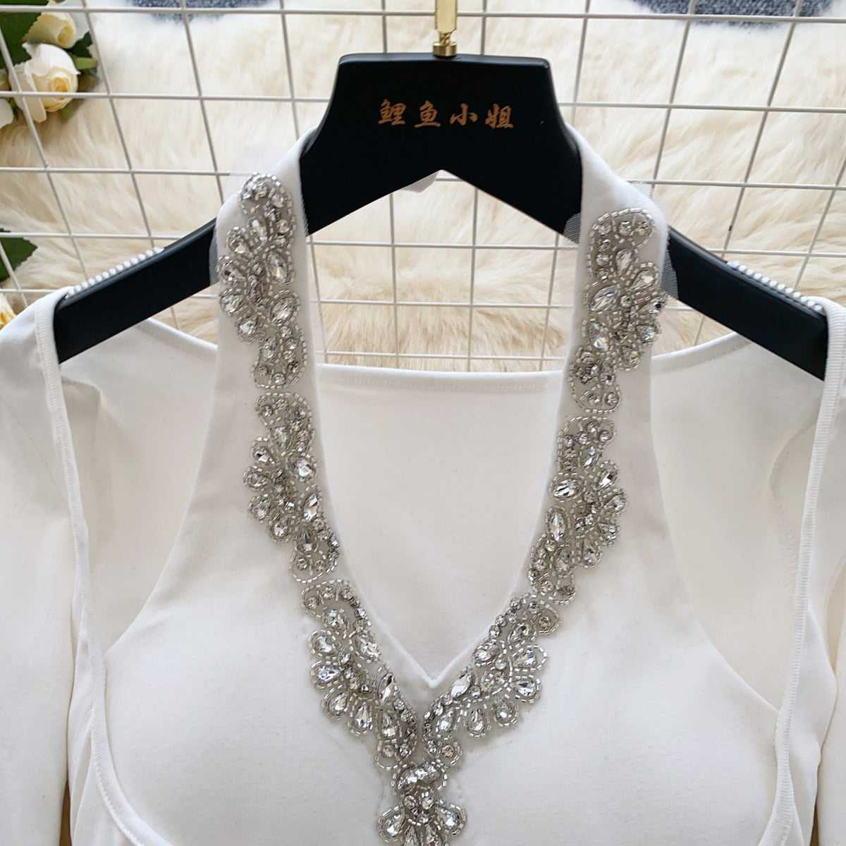 Sexy Rhinestone Halter Black Dress