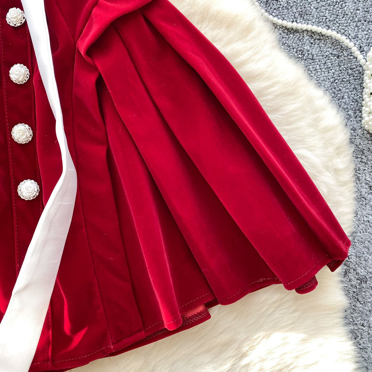 Strapless Color-blocking Bow Pleated Dress