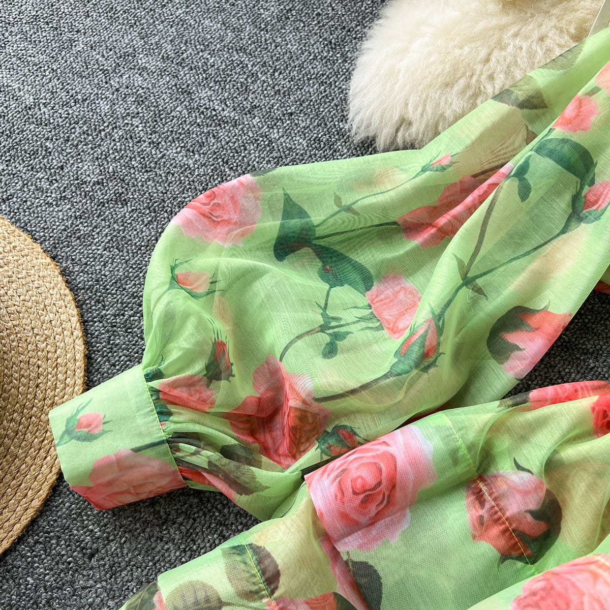 Floral Printed Layered Shirt Dress