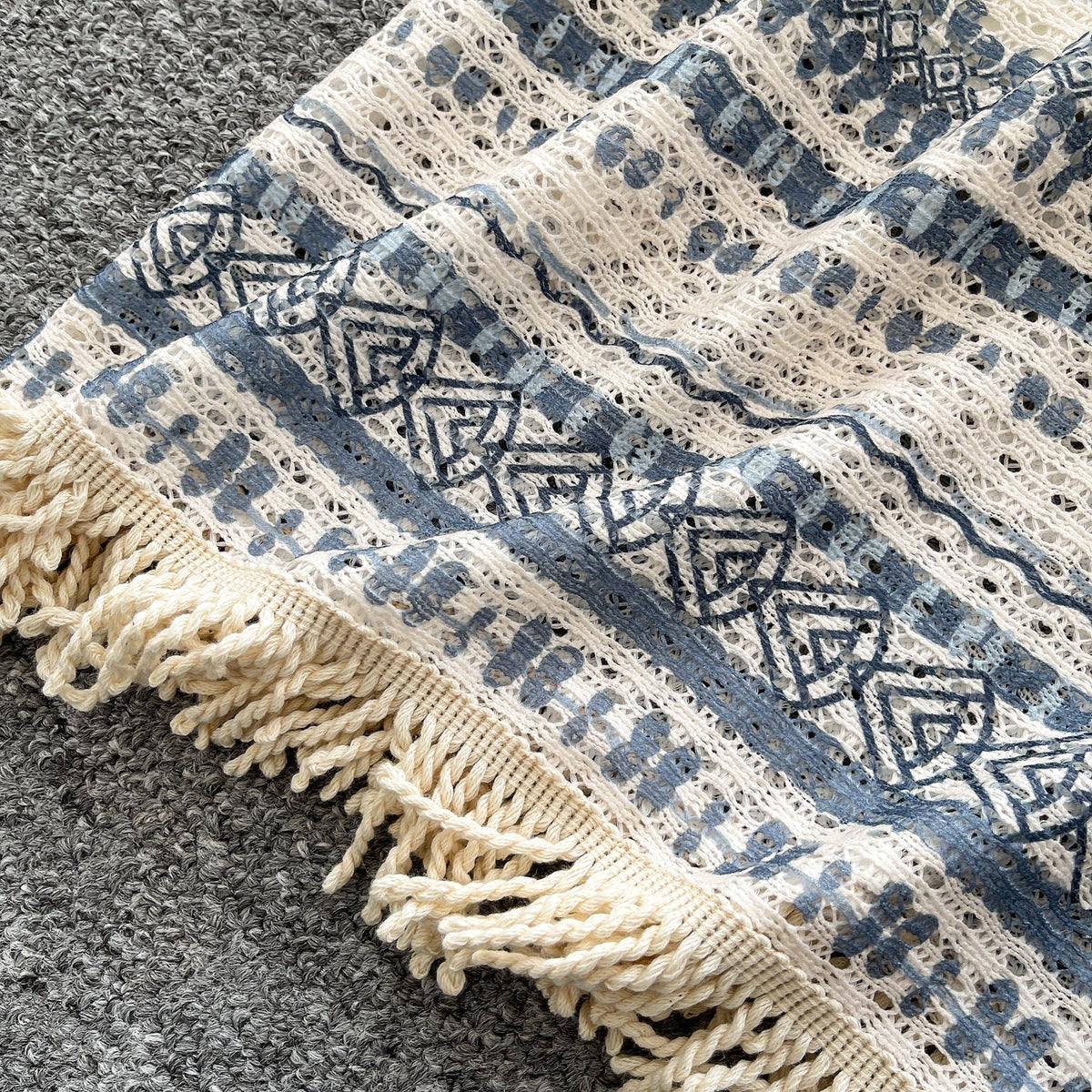 Bohemian Style Hollowed Fringed Slip Dress