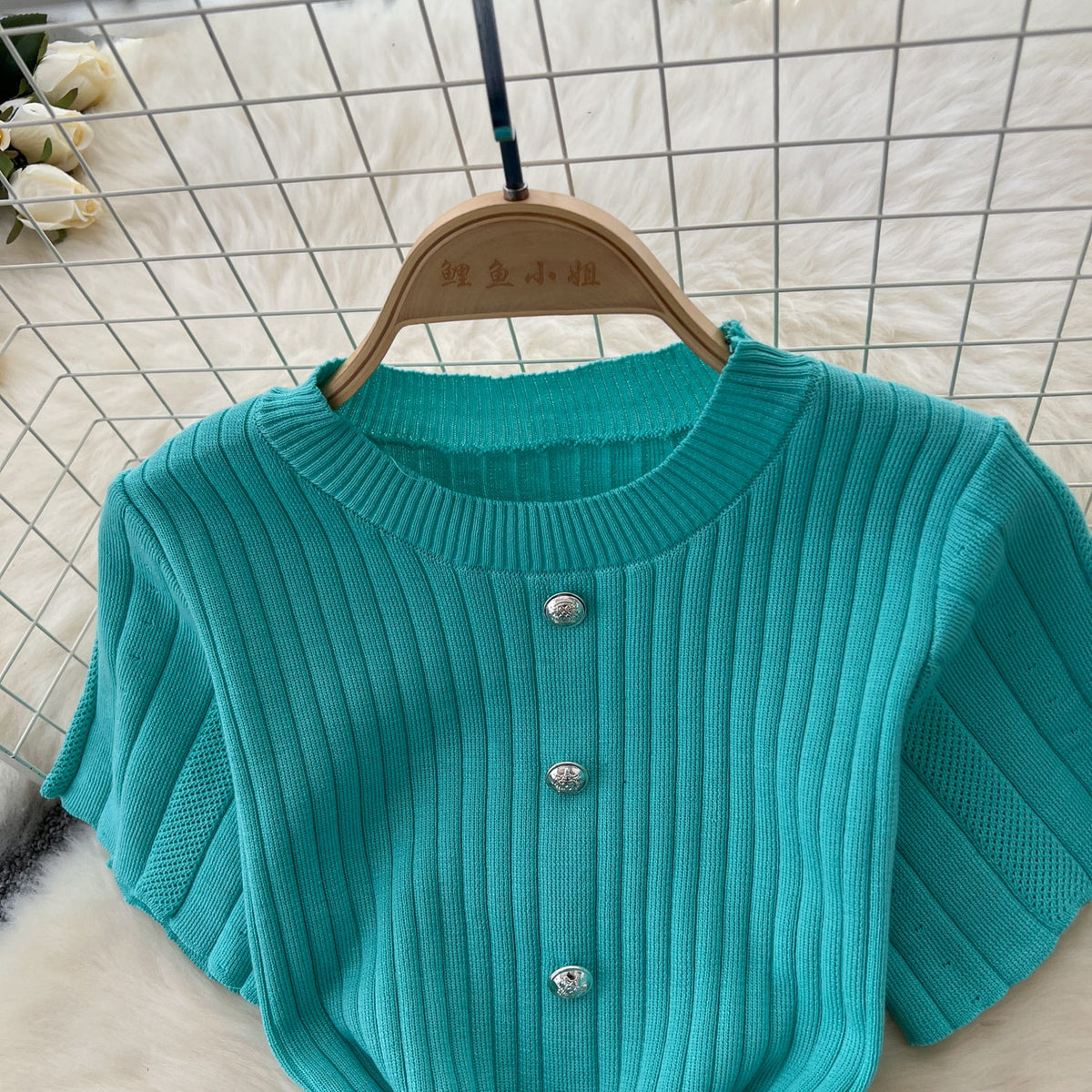 Solid Color Round Collar Knitted Dress