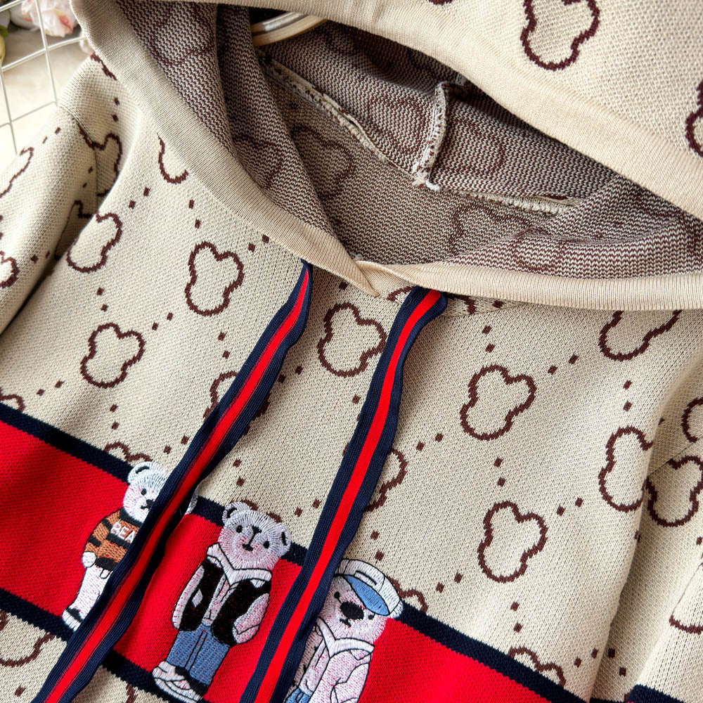 Oversized Pattern Printed Hooded Dress