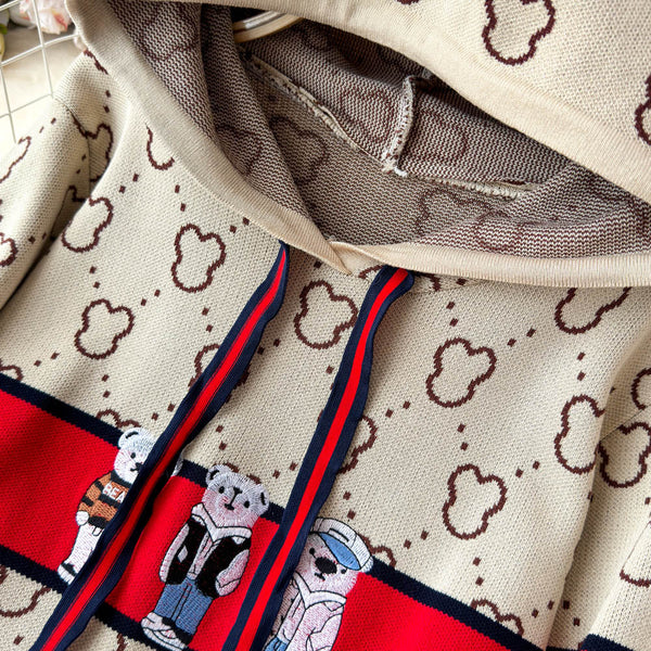 Oversized Pattern Printed Hooded Dress
