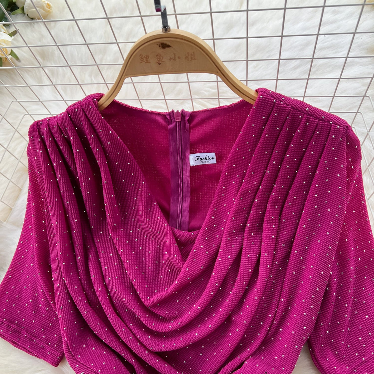Draped Neckline Split Fishtail Dress