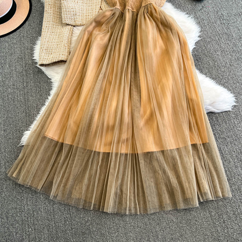 Tweed Cardigan&Mesh Slip Dress 2Pcs