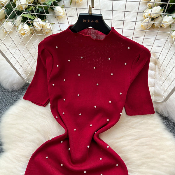 High-end Beaded Slim Knitted Dress