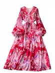French Style Flared Sleeve Floral Dress