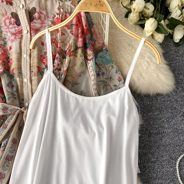 Courtly Lace-up Floral Shirt Dress