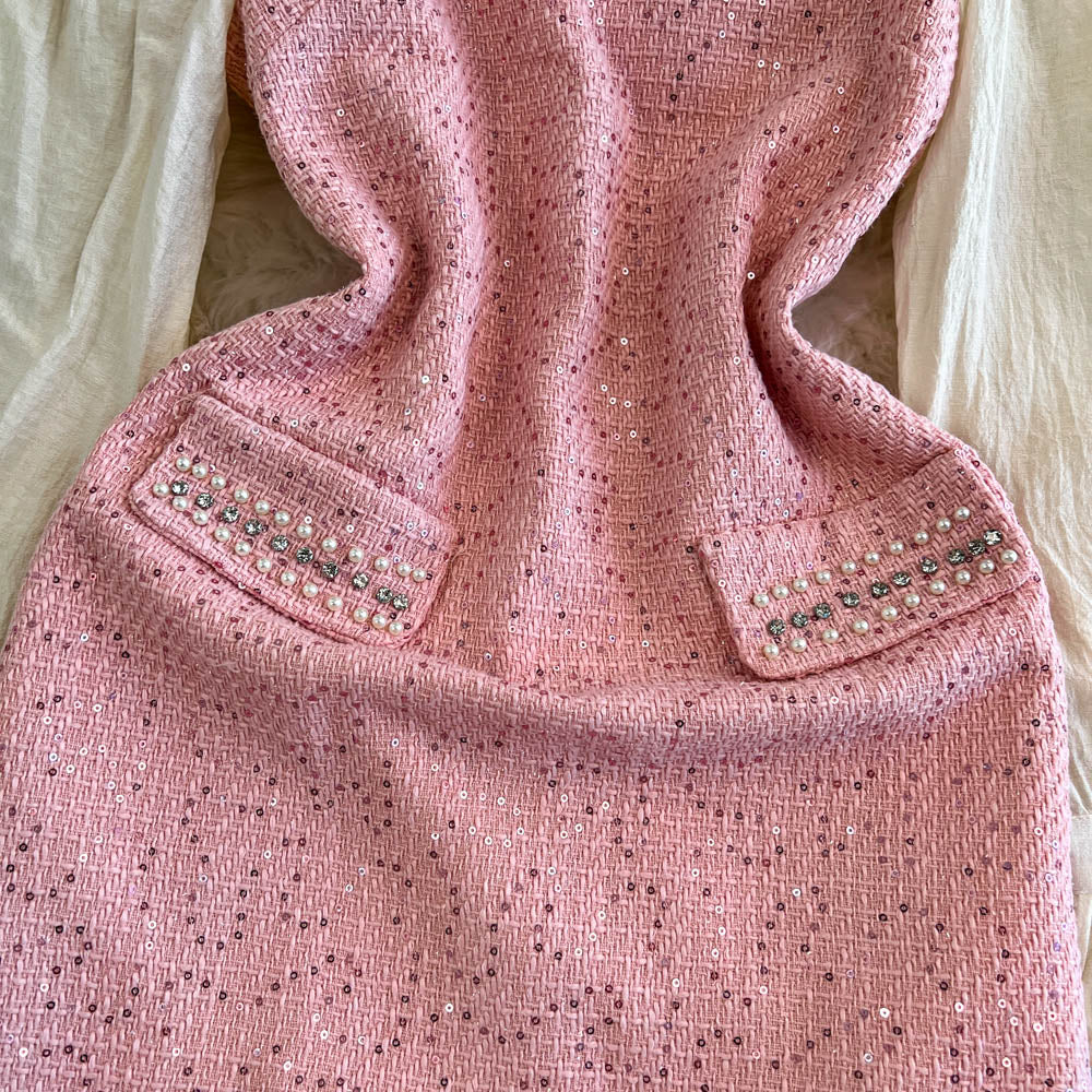 French Style Beaded Patchwork Dress
