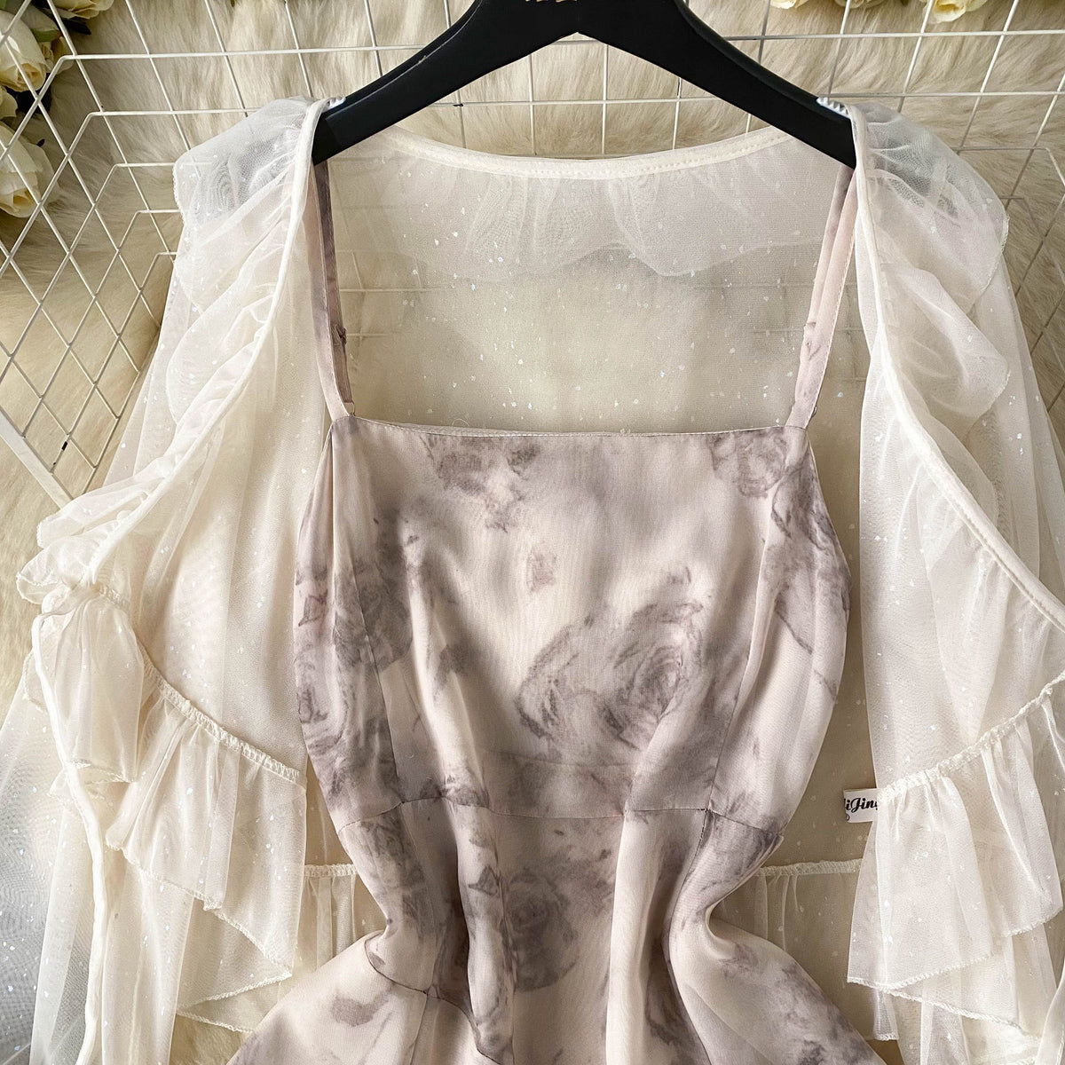 Sunscreen Cardigan&Floral Slip Dress 2Pcs