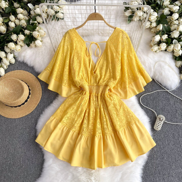 Sweetie V-neck Lace Patchwork Dress