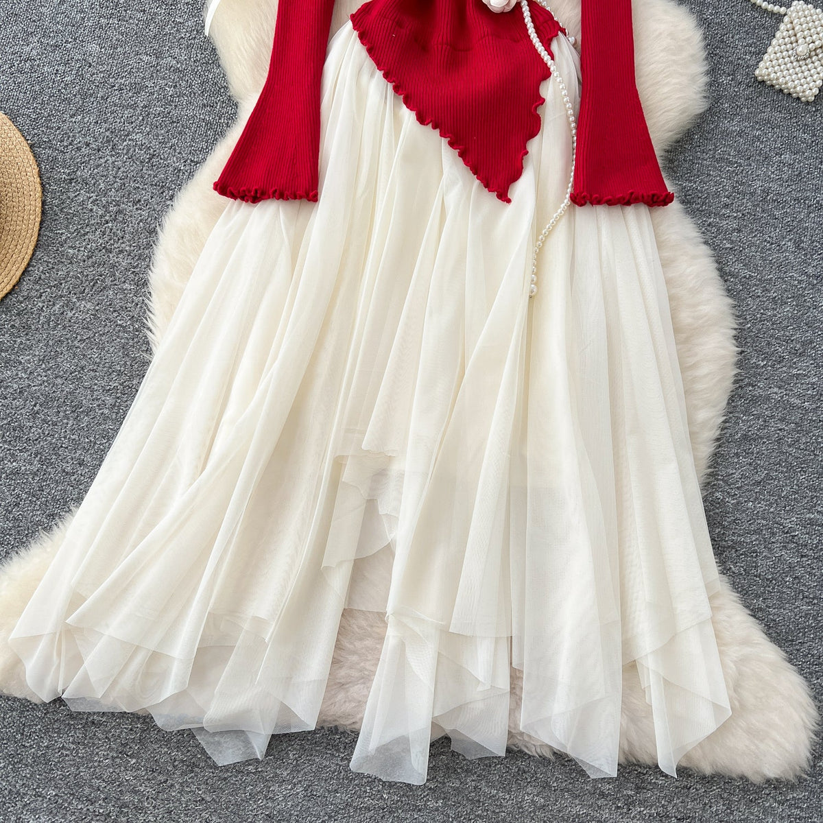 Irregular Design Patchwork Puffy Dress