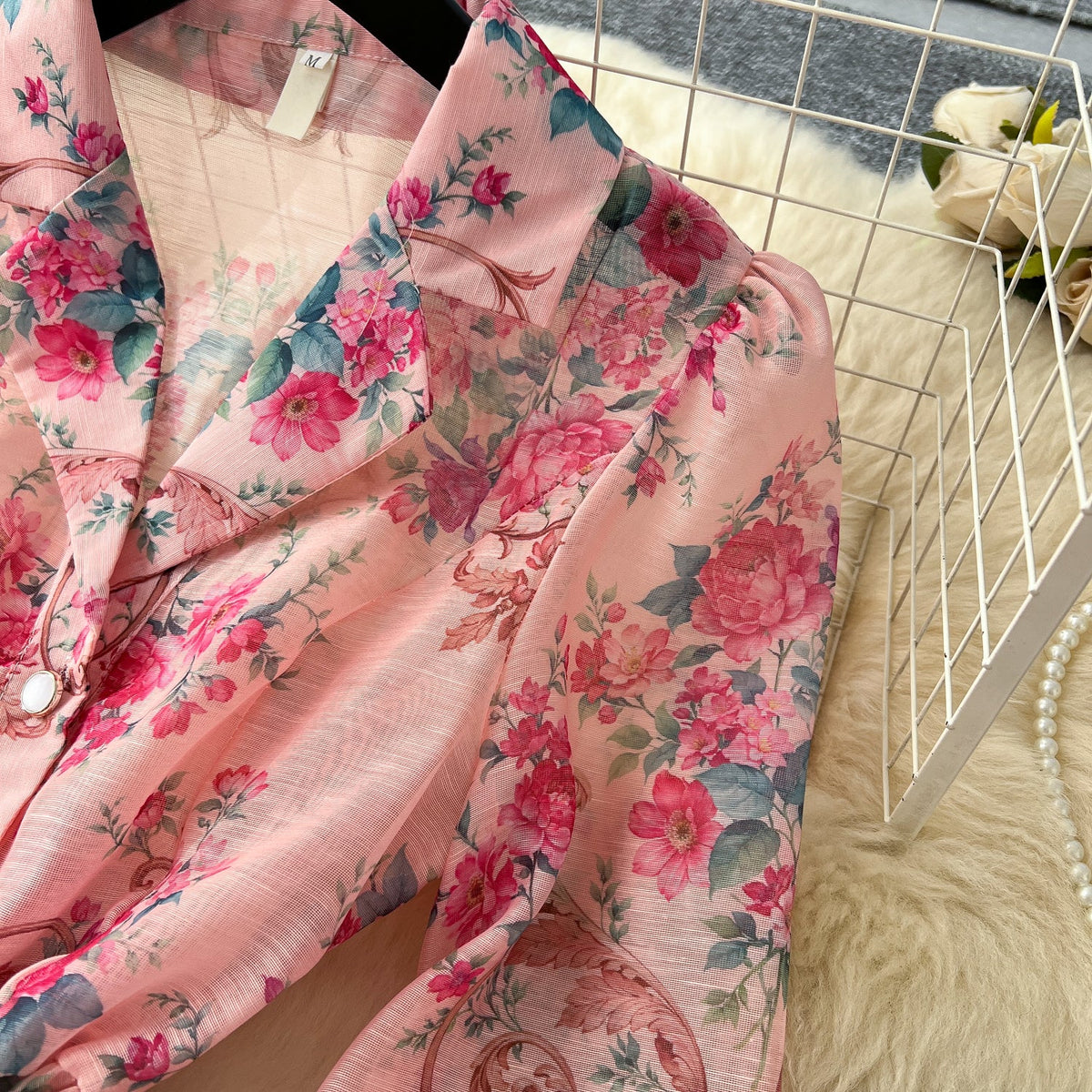 French Style Floral Shirt Dress