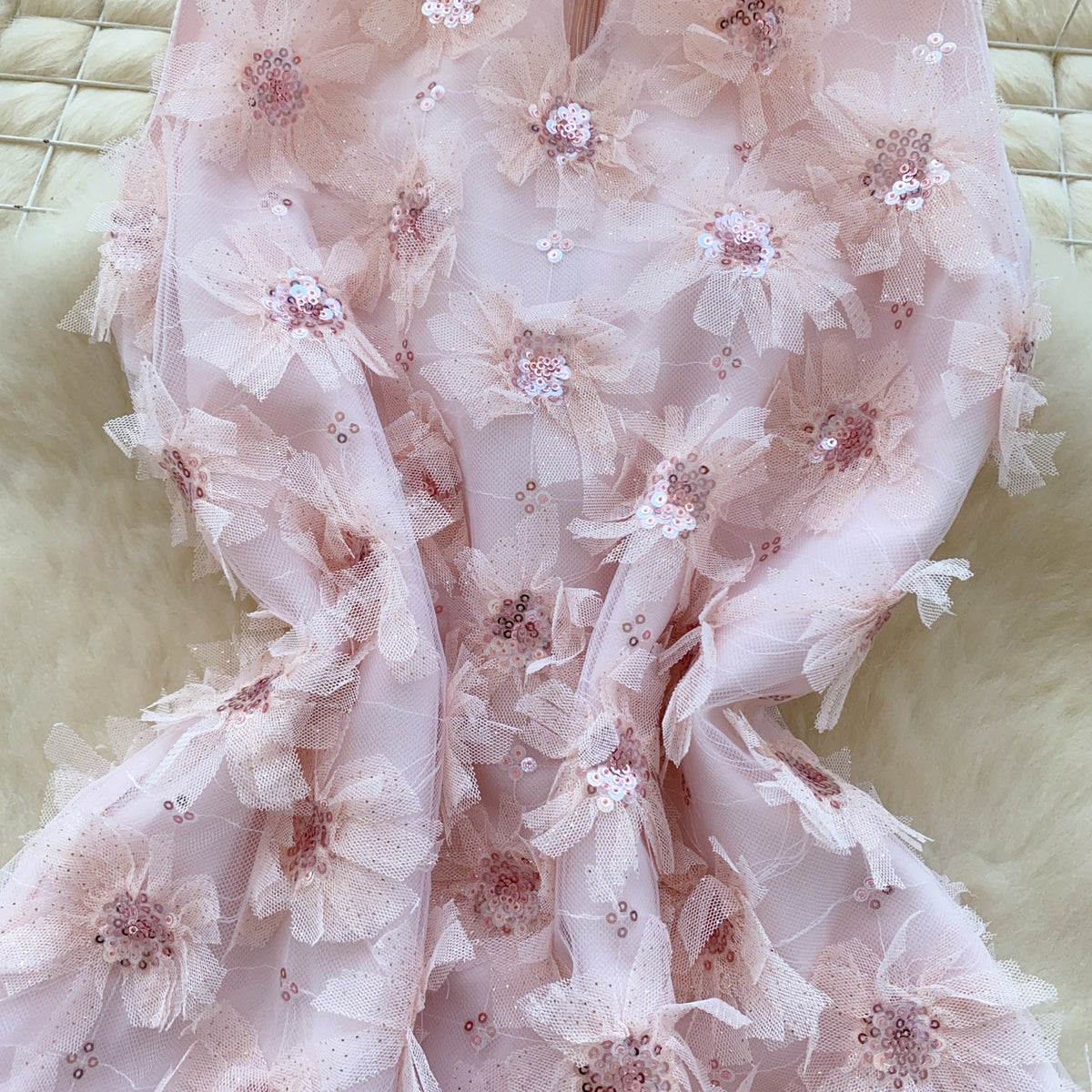 Rhinestone Studded Pink Floral Halter Dress