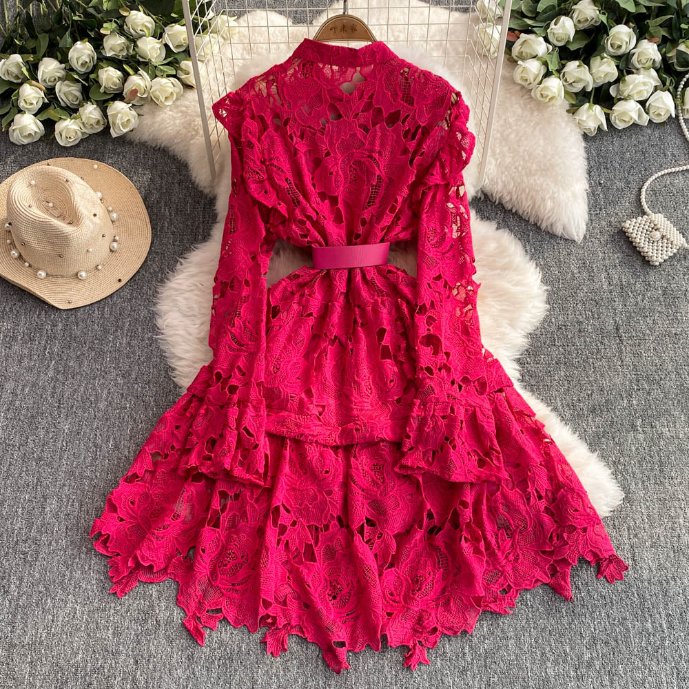 Premium Lace Patchwork A-line Dress