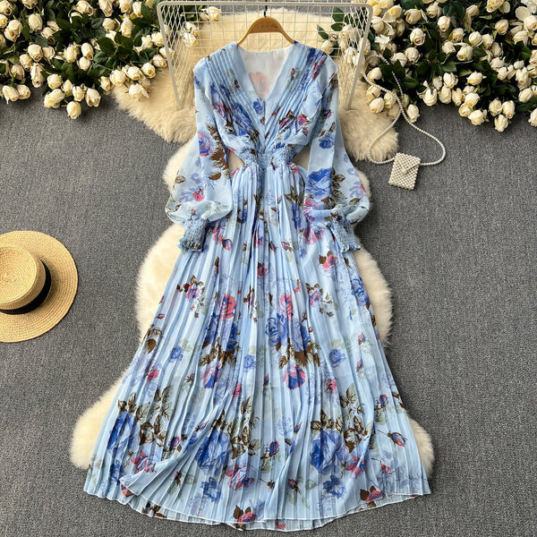 Fairy Pleated Floral Chiffon Dress