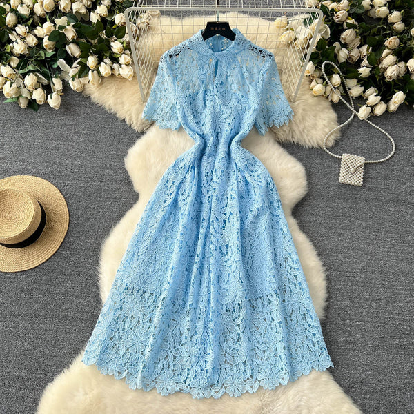 Retro Floral Crochet Lace Dress