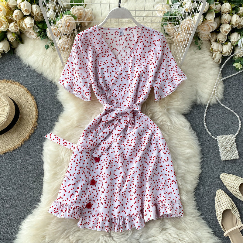 Cutie V-neck Polka Dot Printed Dress