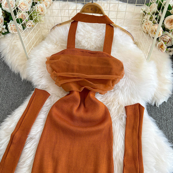 Niche Slim-fit Backless Halter Dress