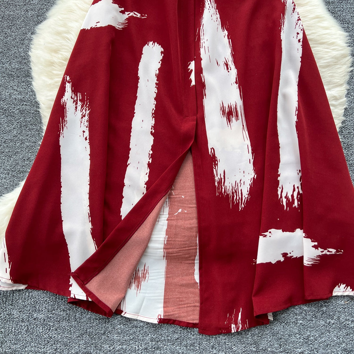 Vintage Printed Split Slip Dress