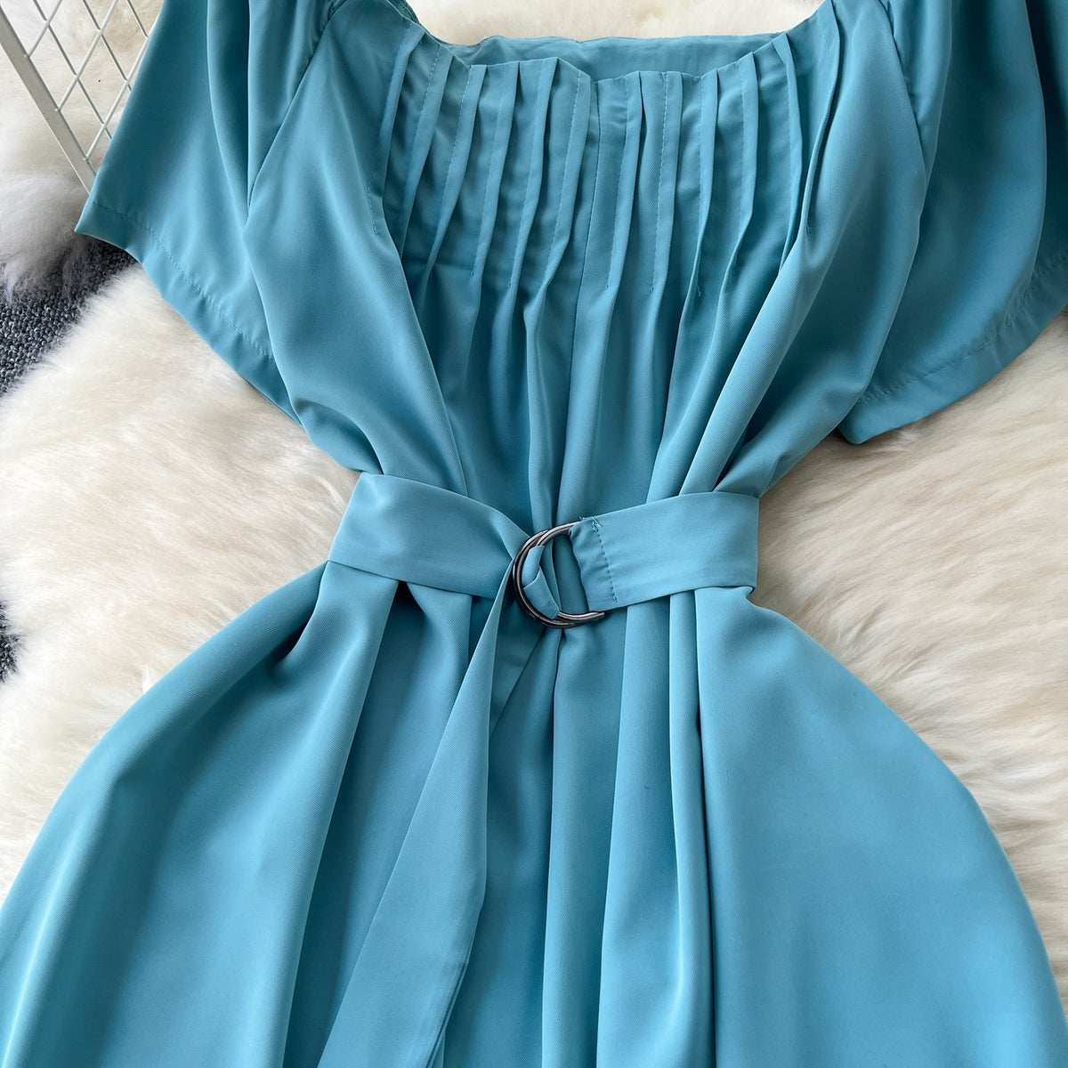 Square Collar Pleated Fairy Dress