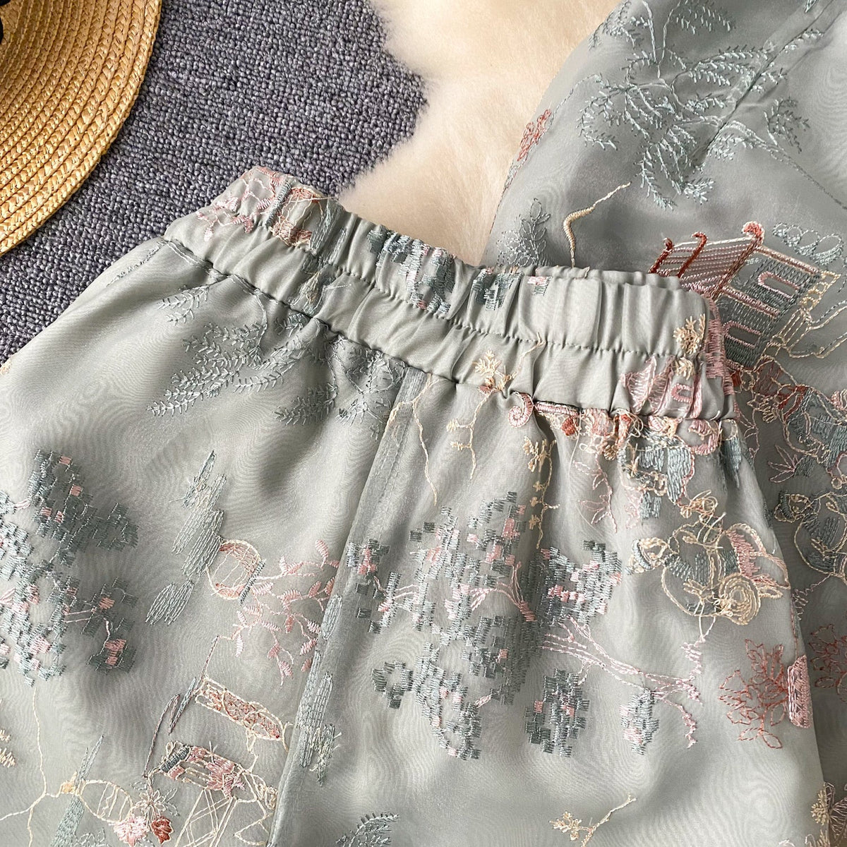 Ruffled Cheongsam&Shorts Floral 2Pcs