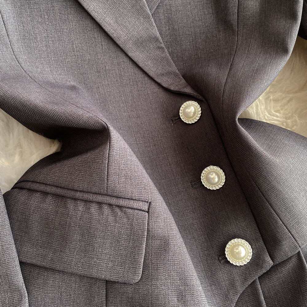 OL Outfit Pleated Black Suit Dress