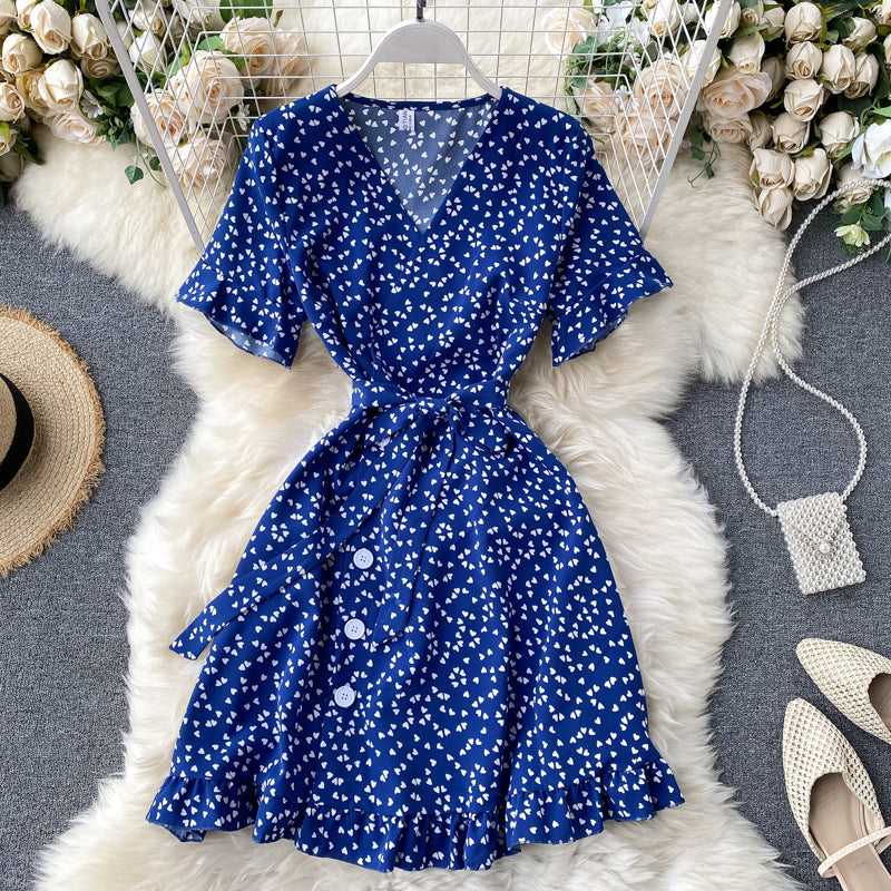 Cutie V-neck Polka Dot Printed Dress