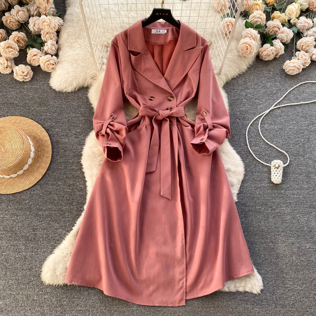 Premium Double-breasted Suit Collar Dress