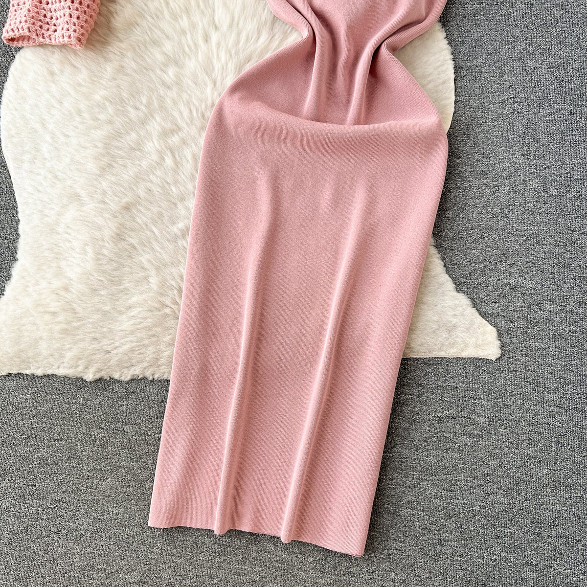 Slip Dress&Hollowed Knitwear 2Pcs