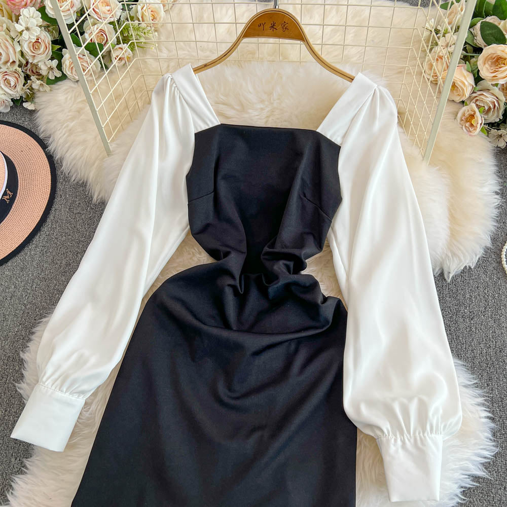 Color Blocking Patchwork Fishtail Dress