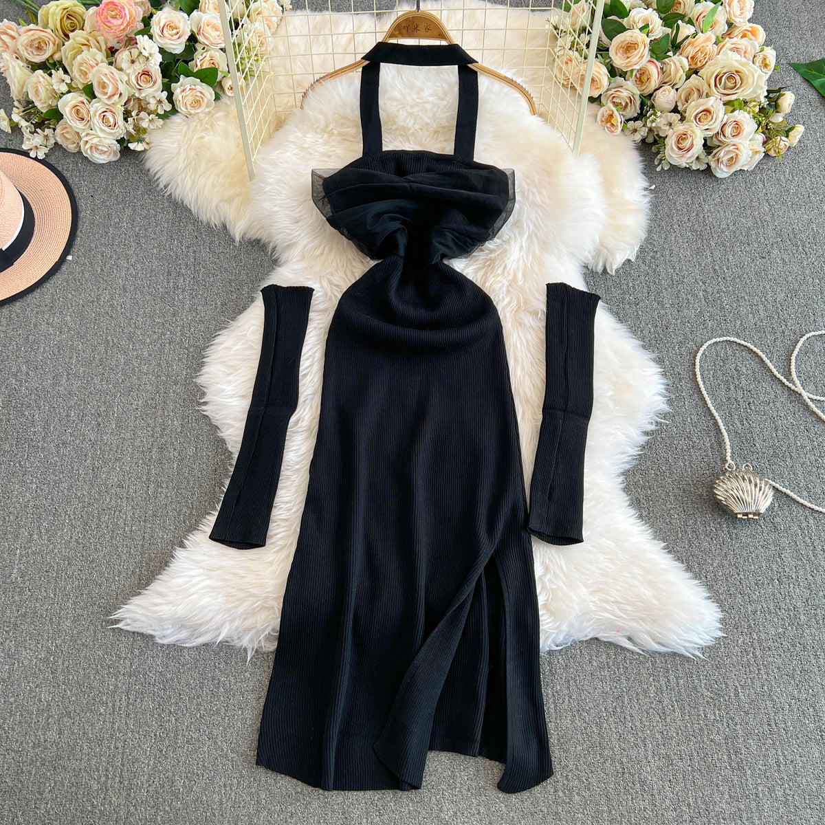 Niche Slim-fit Backless Halter Dress