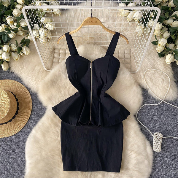 Sexy Zipped Patchwork Slip Dress