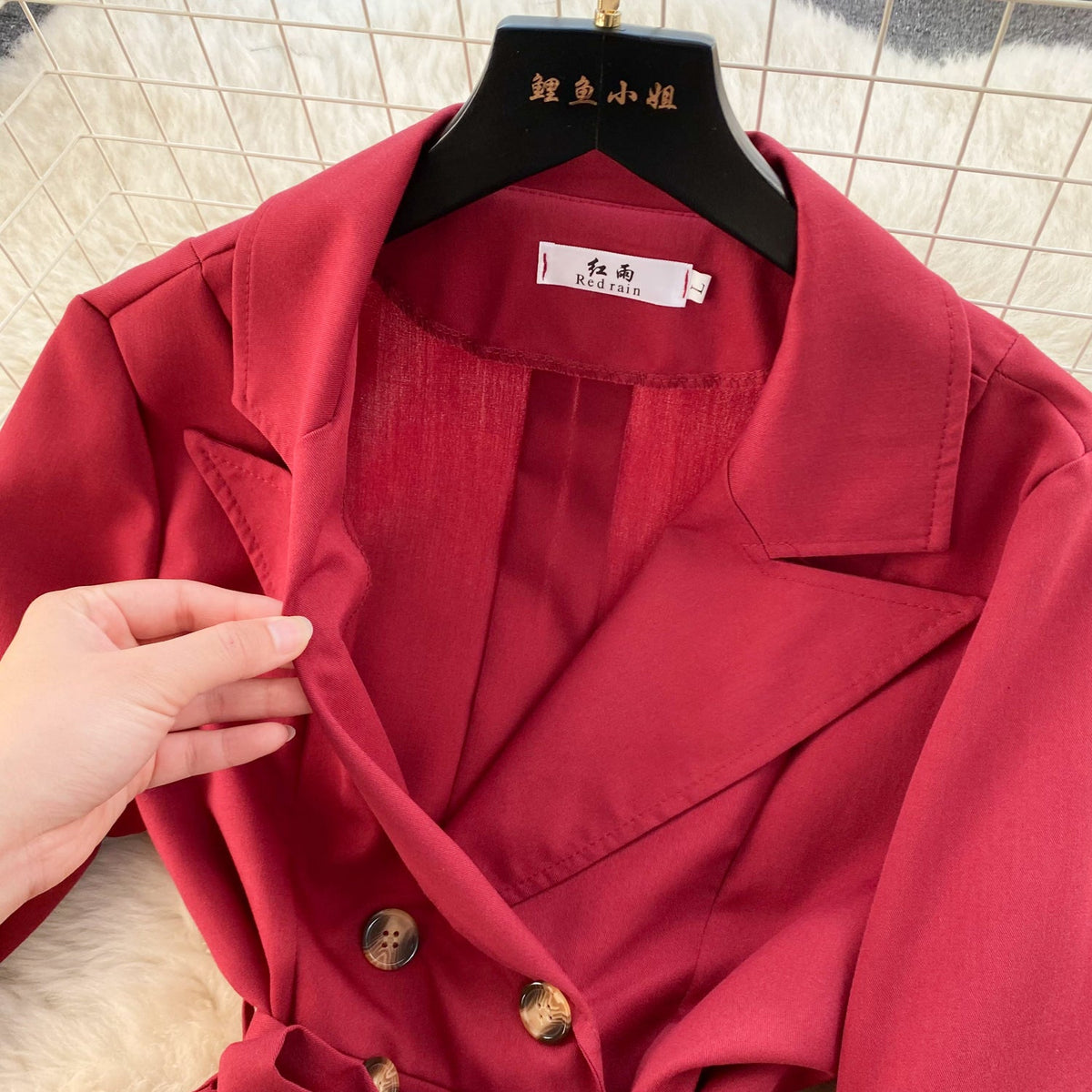 Premium Double-breasted Suit Collar Dress