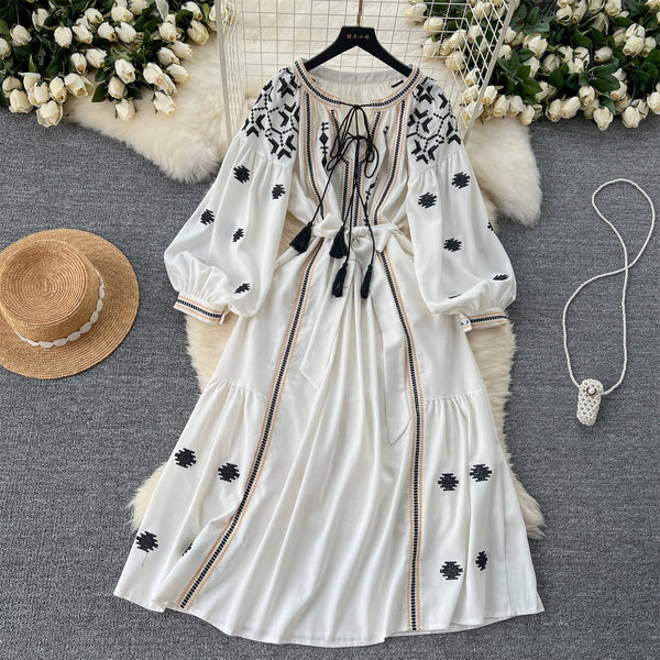 Niche Flared Sleeve Embroidered Dress
